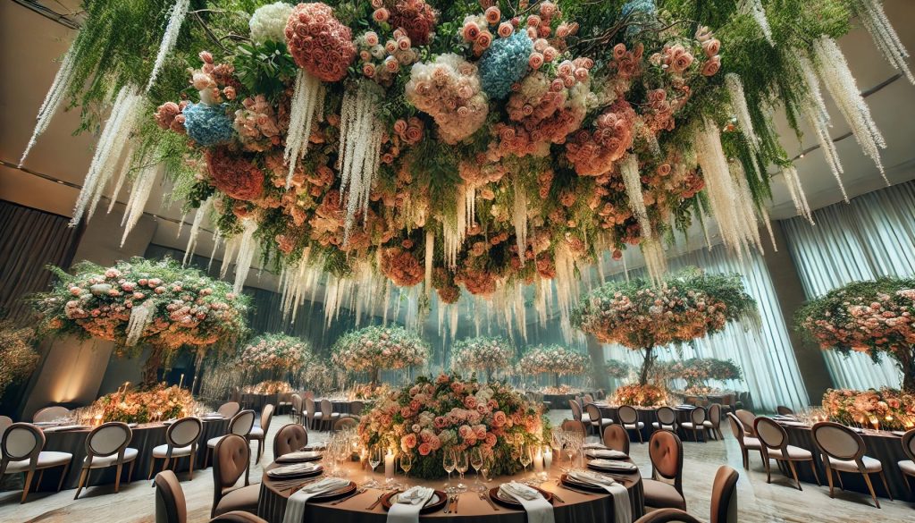 Dramatic Floral hanging installation from Sweet Pea's and Teas Floral Company