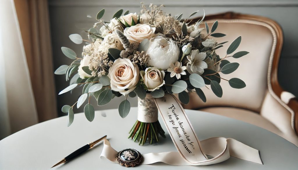 White and champagne wedding bridal bouquet from Sweet Pea's and Teas Floral Company